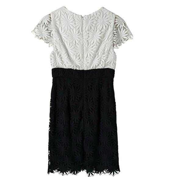 Shoshanna Floral Lace‎ Sheath Cocktail Dress Short Sleeves Black and White, Sz 6 - Picture 6 of 10